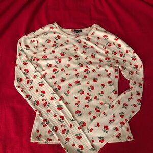 Rue 21 Ribbed long Sleeve Top with Cherries Size Small
